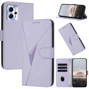 For Motorola Moto G23 Triangle Pattern Buckle Clasp Leather Phone Case(Light Purple)