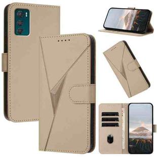For Motorola Moto G42 Triangle Pattern Buckle Clasp Leather Phone Case(Gold)
