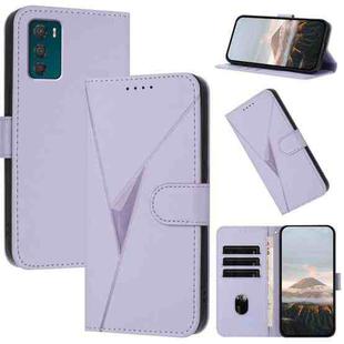 For Motorola Moto G42 Triangle Pattern Buckle Clasp Leather Phone Case(Light Purple)