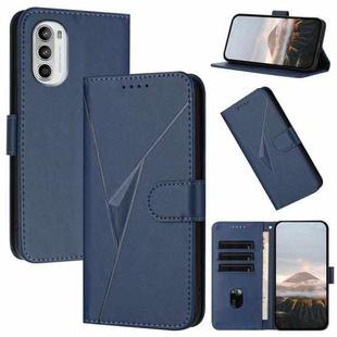For Motorola Moto G52 Triangle Pattern Buckle Clasp Leather Phone Case(Royal Blue)