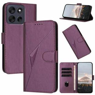 For Motorola Moto G56 5G Triangle Pattern Buckle Clasp Leather Phone Case(Dark Purple)