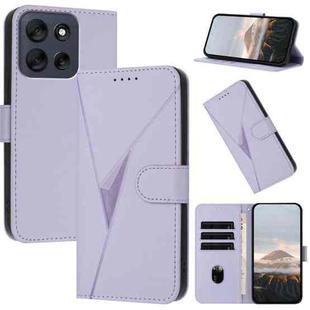 For Motorola Moto G56 5G Triangle Pattern Buckle Clasp Leather Phone Case(Light Purple)