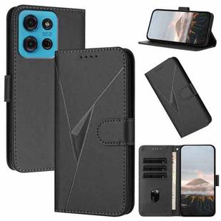 For Motorola Moto G75 5G Triangle Pattern Buckle Clasp Leather Phone Case(Black)