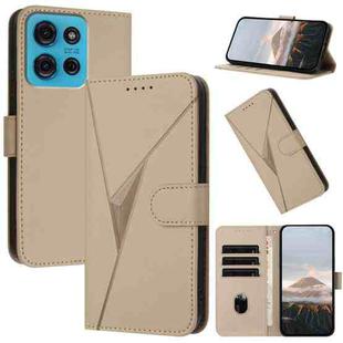 For Motorola Moto G75 5G Triangle Pattern Buckle Clasp Leather Phone Case(Gold)