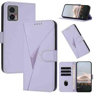 For Motorola Edge 30 Neo Triangle Pattern Buckle Clasp Leather Phone Case(Light Purple)