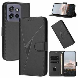 For Motorola Edge 50 Neo Triangle Pattern Buckle Clasp Leather Phone Case(Black)