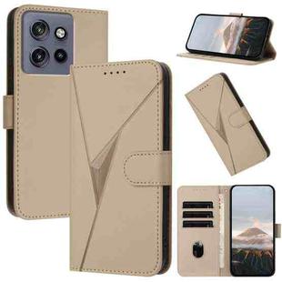 For Motorola Edge 50 Neo Triangle Pattern Buckle Clasp Leather Phone Case(Gold)