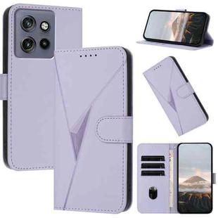 For Motorola Edge 50 Neo Triangle Pattern Buckle Clasp Leather Phone Case(Light Purple)