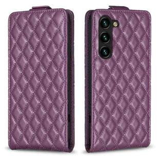 For Samsung Galaxy S25 5G Diamond Lattice Vertical Flip Leather Phone Case(Dark Purple)