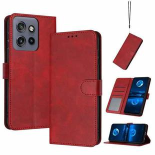 For Motorola Edge 50 Neo Solid Calf Texture Flip Leather Phone Case(Red)