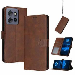 For Motorola Edge 50 Neo Solid Calf Texture Flip Leather Phone Case(Brown)