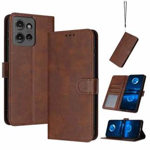 For Motorola Edge 50 Solid Calf Texture Flip Leather Phone Case(Brown)