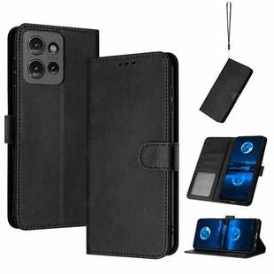 For Motorola Edge 50 Solid Calf Texture Flip Leather Phone Case(Black)