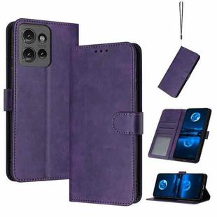 For Motorola Edge 50 Solid Calf Texture Flip Leather Phone Case(Purple)