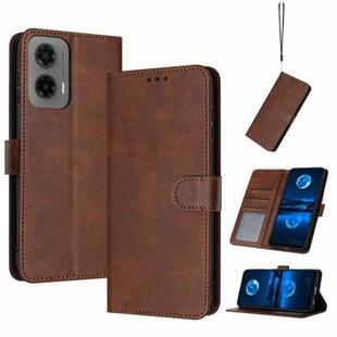 For Motorola Moto G35 Solid Calf Texture Flip Leather Phone Case(Brown)