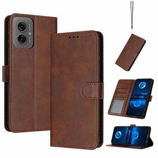 For Motorola Moto G55 Solid Calf Texture Flip Leather Phone Case(Brown)