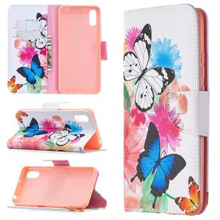 For Xiaomi Redmi 9A Colored Drawing Pattern Horizontal Flip Leather Case with Holder & Card Slots & Wallet(Butterfly)