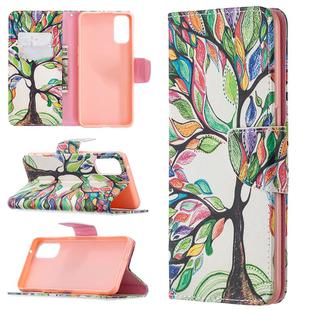 For OPPO Reno4 5G Colored Drawing Pattern Horizontal Flip Leather Case with Holder & Card Slots & Wallet(Life Tree)