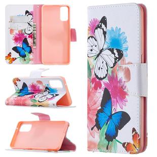 For OPPO Reno4 5G Colored Drawing Pattern Horizontal Flip Leather Case with Holder & Card Slots & Wallet(Butterfly)