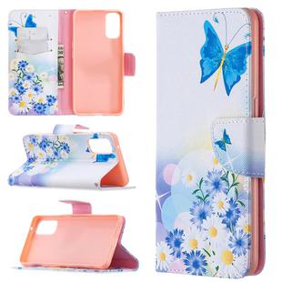 For OPPO Reno4 5G Colored Drawing Pattern Horizontal Flip Leather Case with Holder & Card Slots & Wallet(Flower and Butterfly)