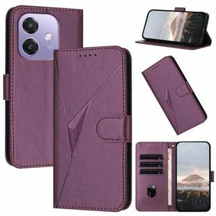 For OPPO A3x Global Triangle Pattern Buckle Clasp Leather Phone Case(Dark Purple)