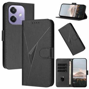 For OPPO A3x Global Triangle Pattern Buckle Clasp Leather Phone Case(Black)