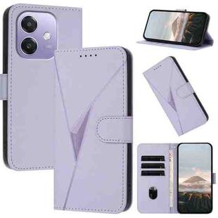 For OPPO A3x Global Triangle Pattern Buckle Clasp Leather Phone Case(Light Purple)