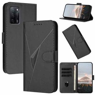 For OPPO A55 5G Triangle Pattern Buckle Clasp Leather Phone Case(Black)