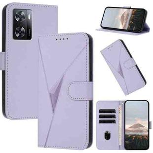 For OPPO A57 4G Triangle Pattern Buckle Clasp Leather Phone Case(Light Purple)