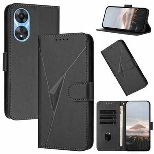 For OPPO A58 4G Triangle Pattern Buckle Clasp Leather Phone Case(Black)