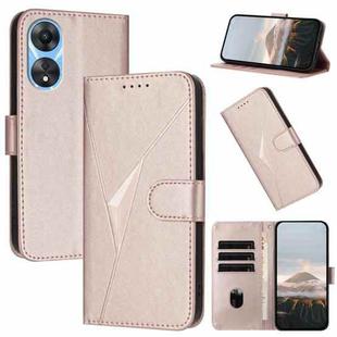 For OPPO A58 4G Triangle Pattern Buckle Clasp Leather Phone Case(Rose Gold)