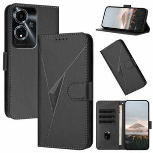 For OPPO A59 5G Triangle Pattern Buckle Clasp Leather Phone Case(Black)