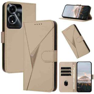 For OPPO A59 5G Triangle Pattern Buckle Clasp Leather Phone Case(Gold)