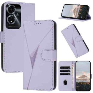 For OPPO A59 5G Triangle Pattern Buckle Clasp Leather Phone Case(Light Purple)