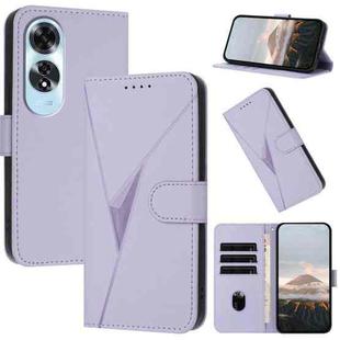 For OPPO A60 Triangle Pattern Buckle Clasp Leather Phone Case(Light Purple)