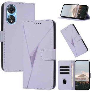 For OPPO A78 4G Triangle Pattern Buckle Clasp Leather Phone Case(Light Purple)