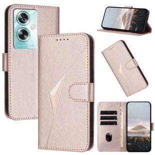 For OPPO A79 5G Triangle Pattern Buckle Clasp Leather Phone Case(Rose Gold)