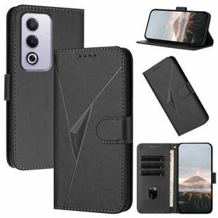 For OPPO A80 Triangle Pattern Buckle Clasp Leather Phone Case(Black)