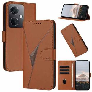 For OPPO K11 Triangle Pattern Buckle Clasp Leather Phone Case(Brown)