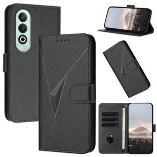 For OPPO K12x Global Triangle Pattern Buckle Clasp Leather Phone Case(Black)