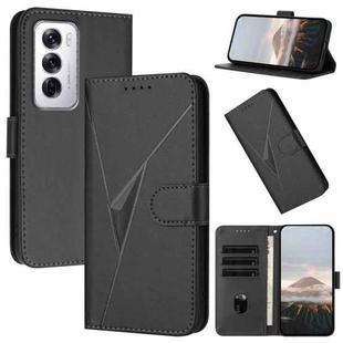For OPPO Reno12 Global Triangle Pattern Buckle Clasp Leather Phone Case(Black)