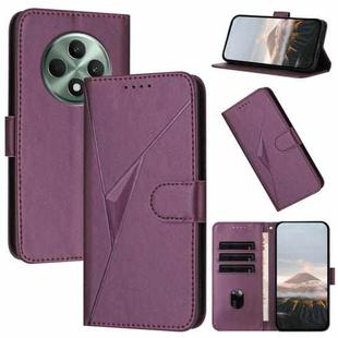 For OPPO Reno12 F 4G Triangle Pattern Buckle Clasp Leather Phone Case(Dark Purple)