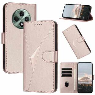 For OPPO Reno12 F 4G Triangle Pattern Buckle Clasp Leather Phone Case(Rose Gold)