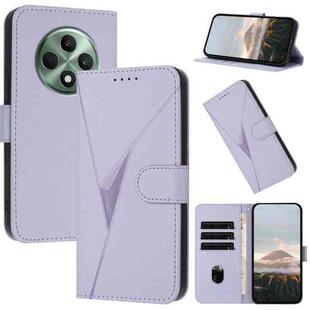 For OPPO Reno12 F 4G Triangle Pattern Buckle Clasp Leather Phone Case(Light Purple)