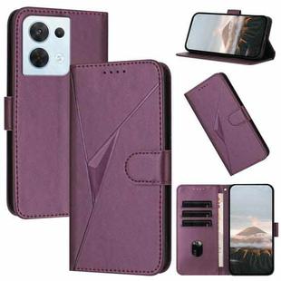 For OPPO Reno8 Triangle Pattern Buckle Clasp Leather Phone Case(Dark Purple)