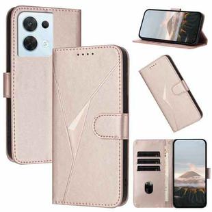 For OPPO Reno8 Triangle Pattern Buckle Clasp Leather Phone Case(Rose Gold)