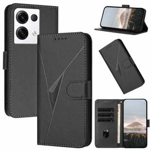 For OPPO Reno8 Pro+ Triangle Pattern Buckle Clasp Leather Phone Case(Black)