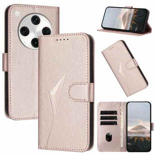 For OPPO Find X8 Pro Triangle Pattern Buckle Clasp Leather Phone Case(Rose Gold)