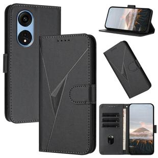 For OPPO A1 Pro / Reno8 T 5G Global Triangle Pattern Buckle Clasp Leather Phone Case(Black)