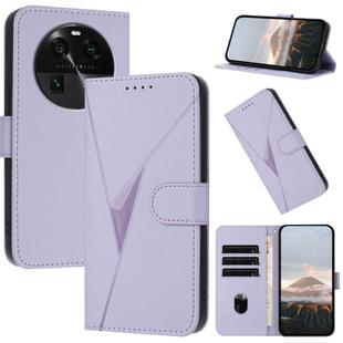 For OPPO Find X6 Triangle Pattern Buckle Clasp Leather Phone Case(Light Purple)